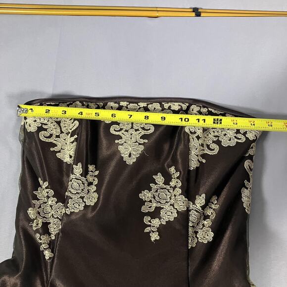 Jessica McClintock Dress Womens 8 Brown Strapless Lace Fit & Flare Made in USA - Picture 8 of 16
